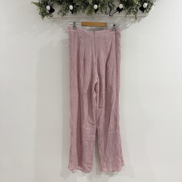 Petal And Pup Light Pink Flowy Straight Leg Lined Zipped High Rise Pants Size 10 - Picture 5 of 5